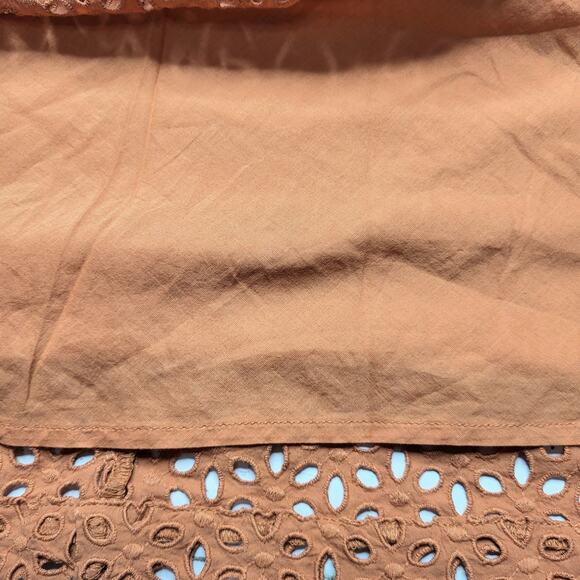 Madewell Eyelet Ruffle Sleeve Pintuck Mini Dress Mulled Cider Orange Layered XS - Picture 7 of 9